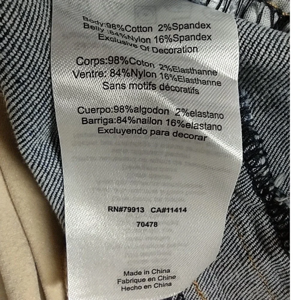 Luxe Essentials Denim Maternity Wide Leg Jeans Blue Stretch Belly Size 28 Womens